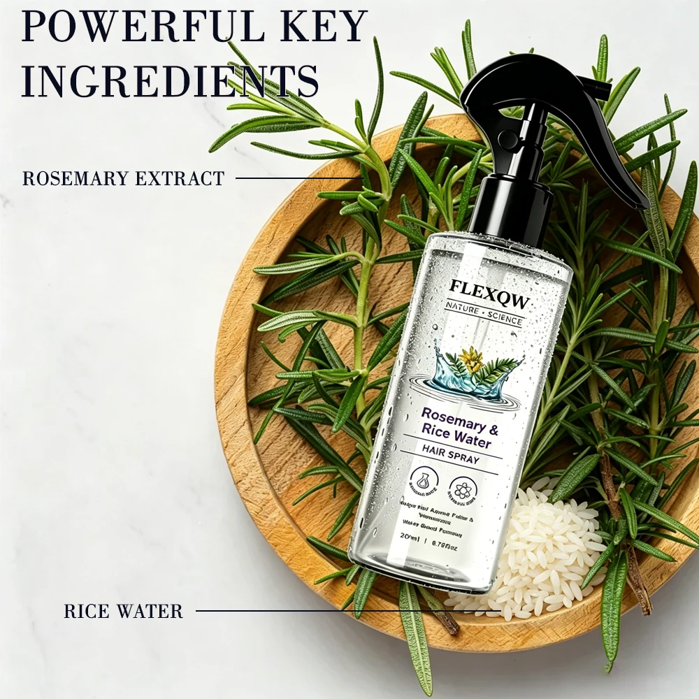 200ML Rosemary Rice Hair Care Spray, Rich in Rice and Rosemary Extract, Soft and Smooth Hair, Plump and Shiny Hair