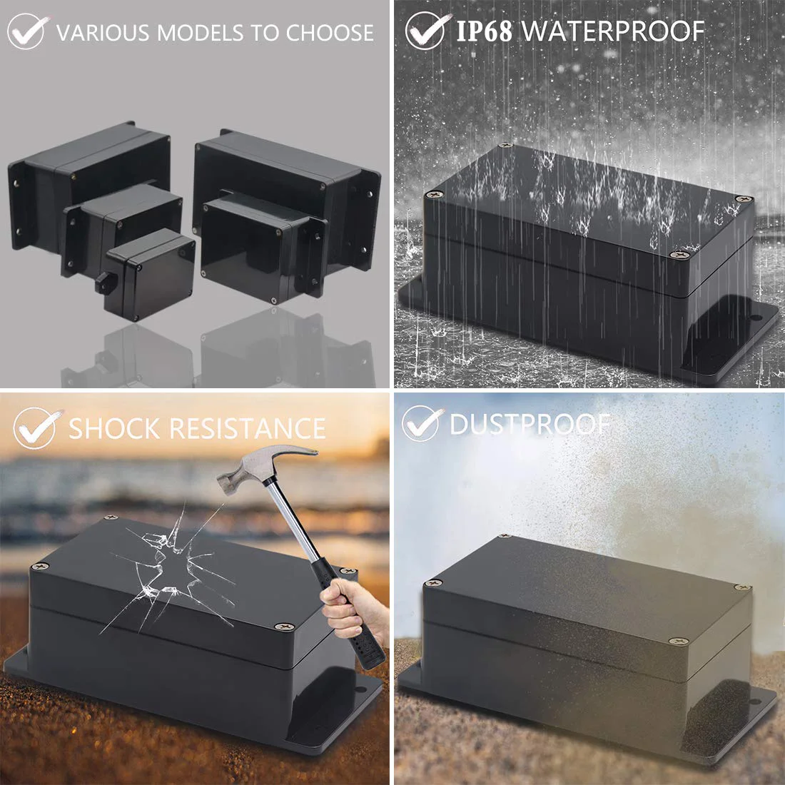 ABS Zwart Outdoor Waterdichte Behuizing Plastic Doos Elektronisch Project Instrumentenkoffer Elektrische Projectdoos Aansluitdoos Behuizing