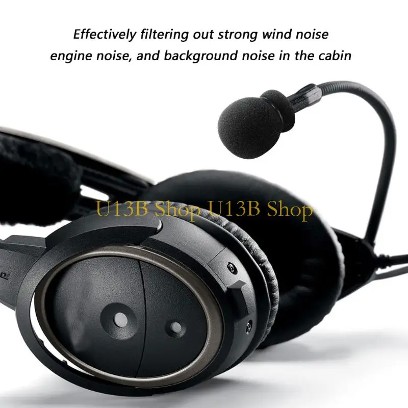 U13B Noise Canceling Microphone Cover And Silicone Circle for A10 A30 Aviation Headset Easy Installation Replacement