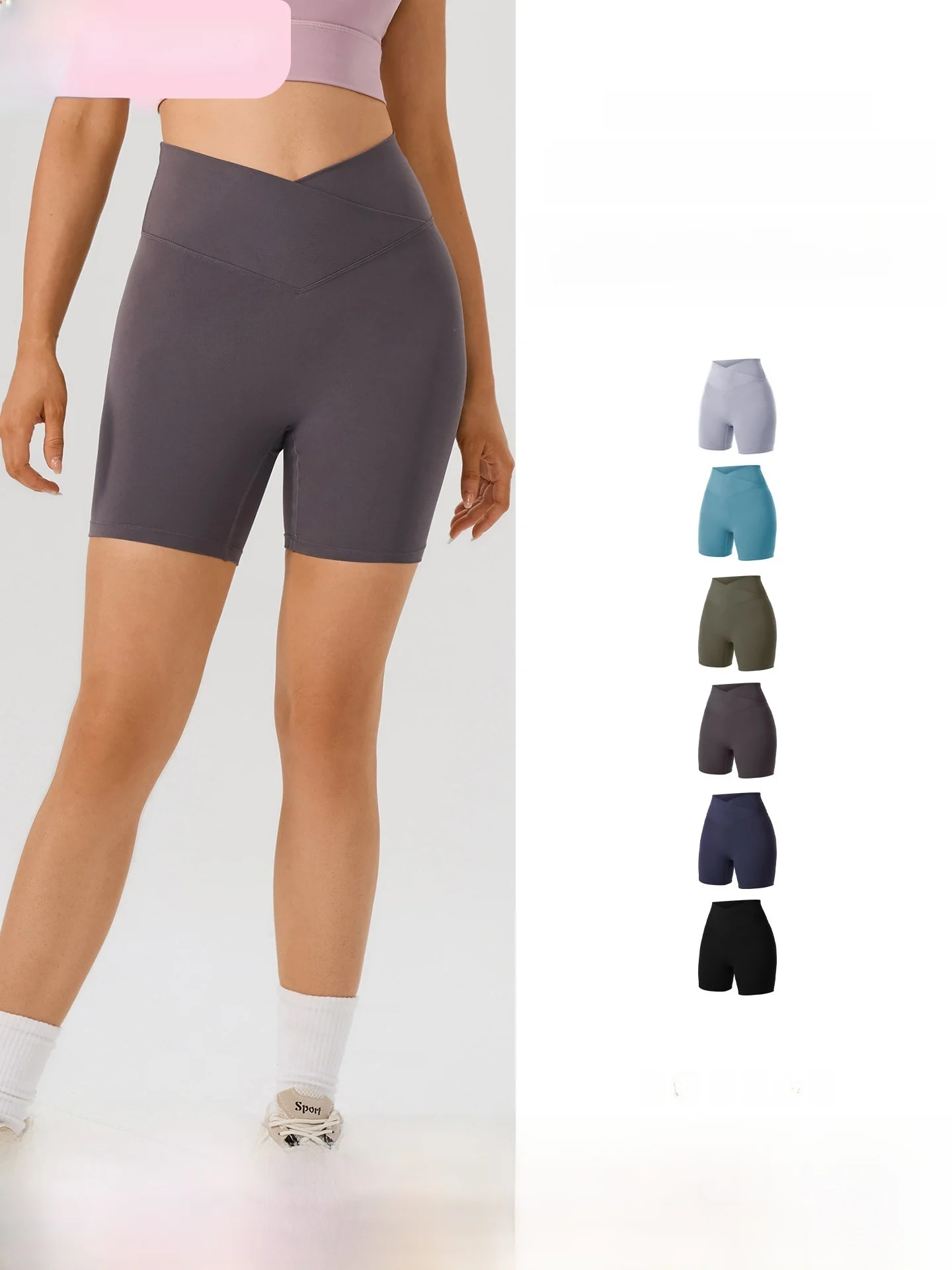 

High Waist Three-Quarter Length Running Yoga Pants Women's Cross Fitness Shorts Outdoor Professional Sports Training Peaches ...