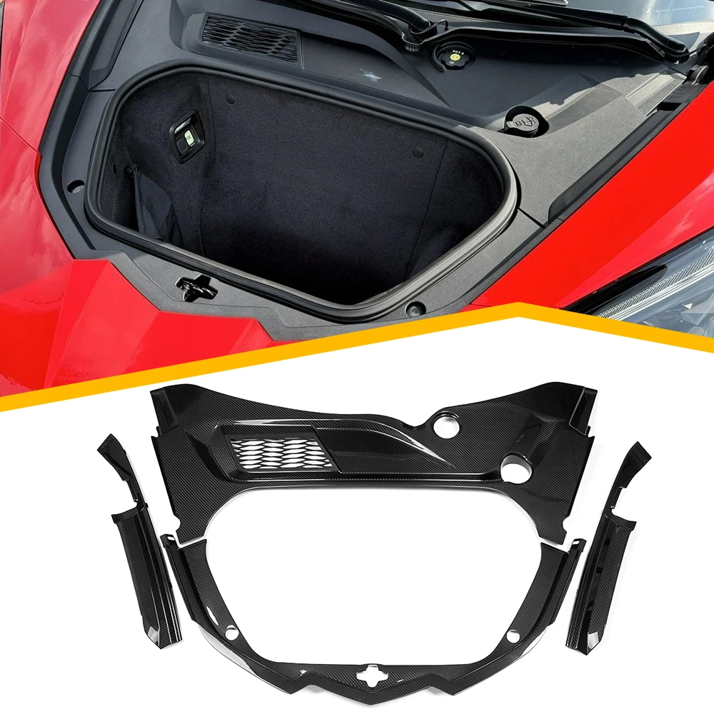 Real Carbon Fiber Front Frunk Cover Trim Replacement Exterior Accessories for Corvette C8 Z06 Z51 2020-2025 2
