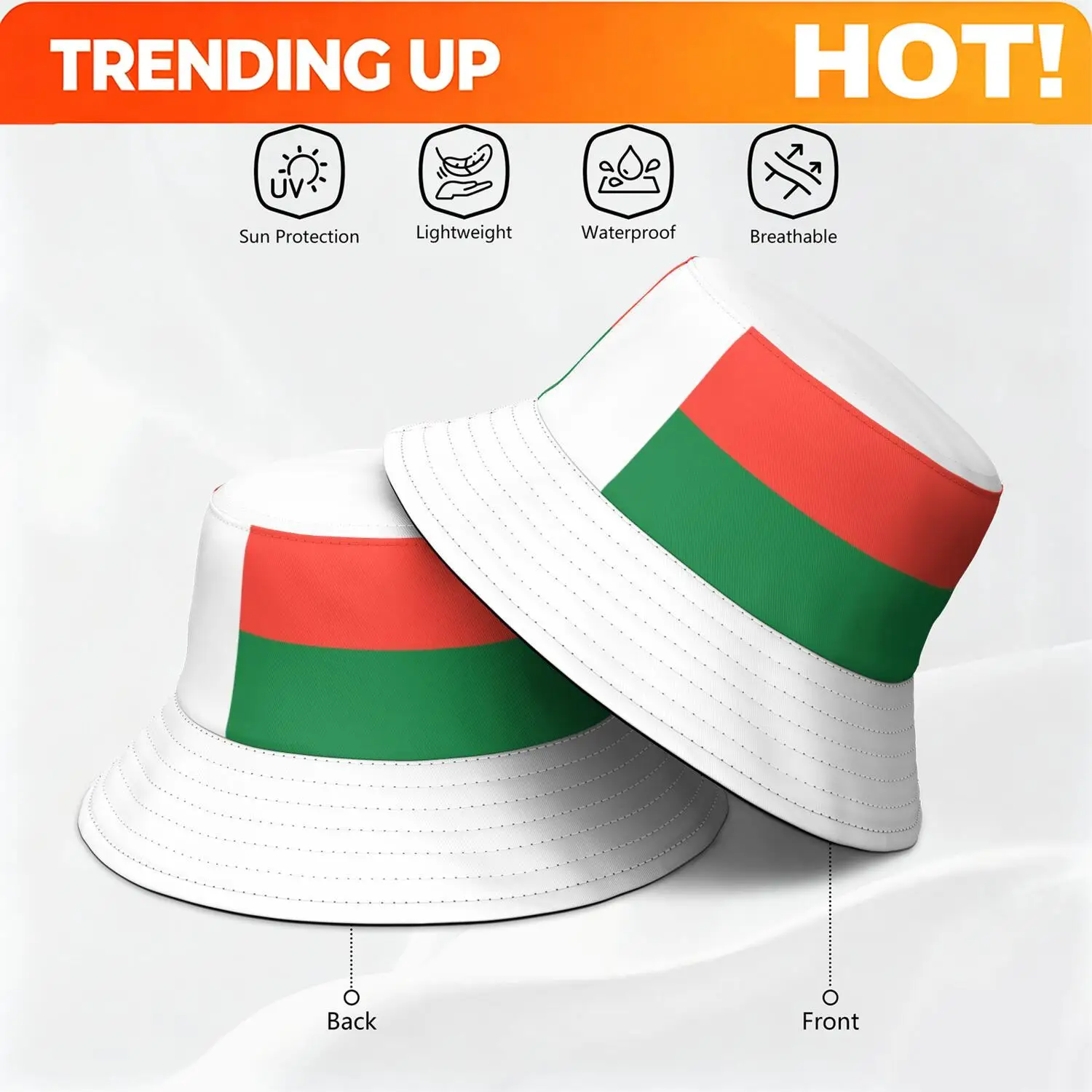 Madagascar Fisherman Hats Free Custom Made Name Number Logo Bucket Cap Nation Flag Mg Malagasy French Country Photo Headgear