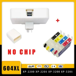 Europe 604 604XL no chip Refill Ink Cartridge With Chip Resetter for Epson XP-2200 XP-2205 XP-3200 XP-3205 XP-4200 XP-4205 WF-29