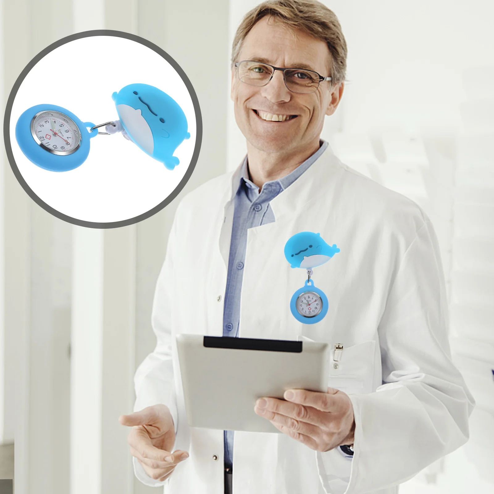 간호사용 시계, 접이식 간호사 시계, 만화 타이밍 알람 시계, 디지털 디스플레이, 실리콘 클립형 휴대용 간호 용품