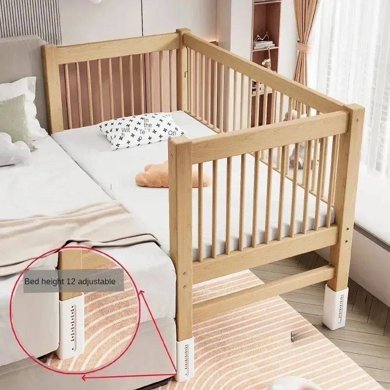 & Luxury Designer Solid Wood Bed Home Furniture Liftable High Guardrail Children's Beds Creative Widened Beds for Children's F