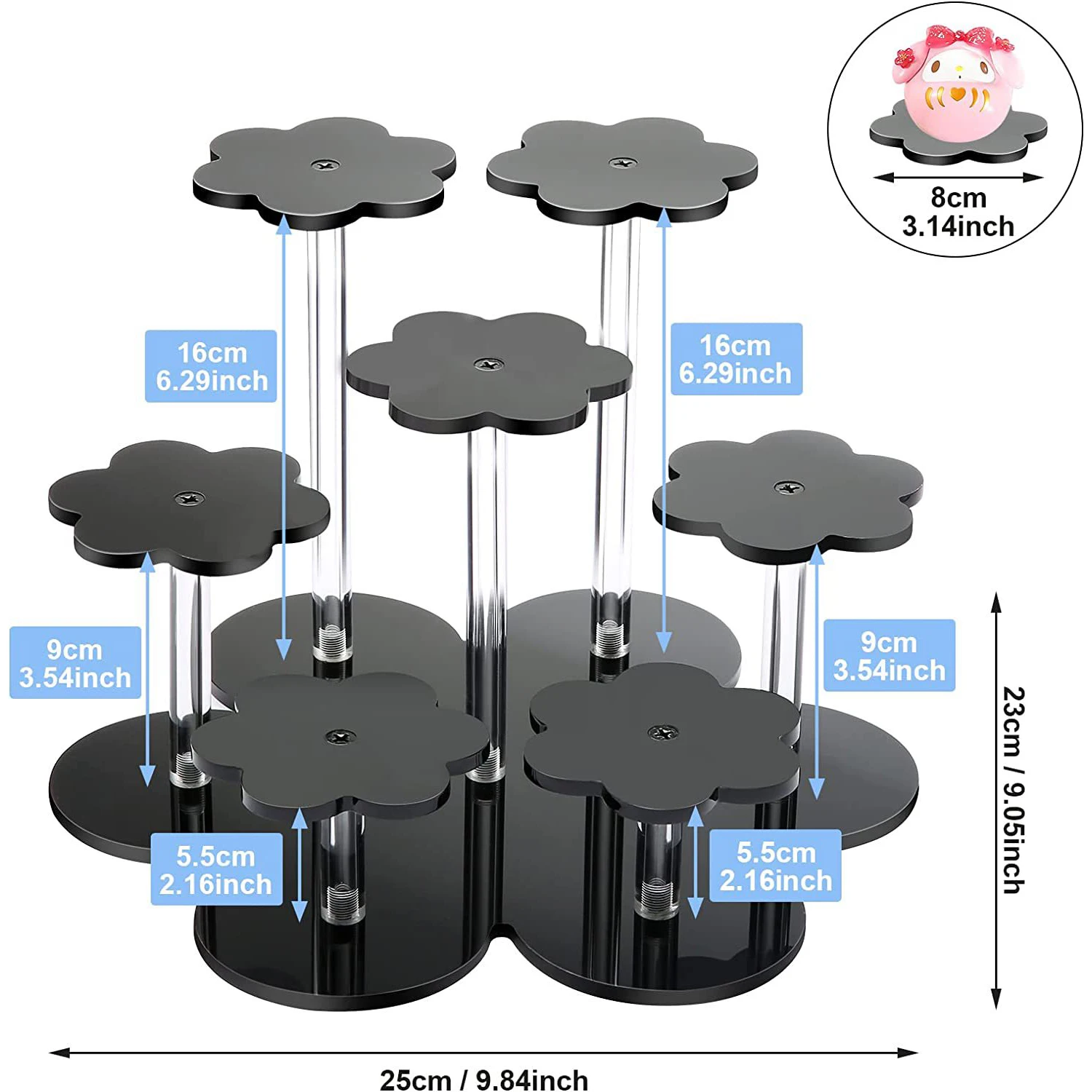 7 Tier Acrylic Display Stand for Naruto Figurine, Perfume,Cosmetic,Cupcake,Blind Box Storage Rack Doll Hand Aberdeen Organizers