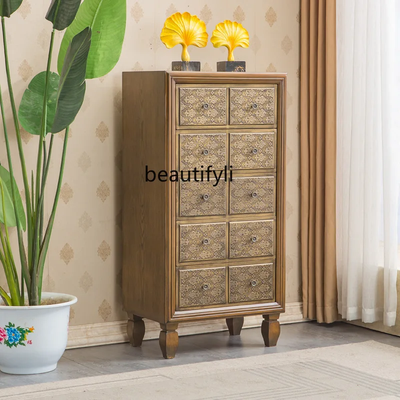 Furniture Three Four Five Chest of Drawers Solid Wood Chest of Drawers Living Room Side Cabinet Bedroom Storage Cabinet