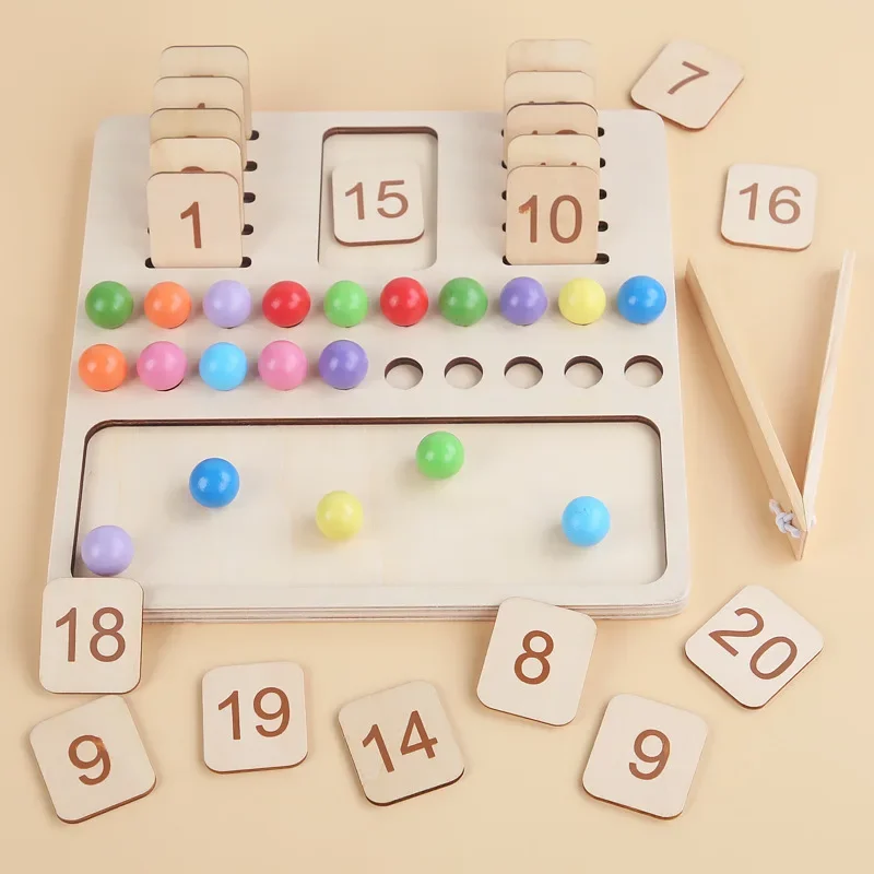 Kids Learning Math Toy Preschool Teaching Aids Education Game Montessori Wooden Counting Board Beads Tray Number Calculation Toy