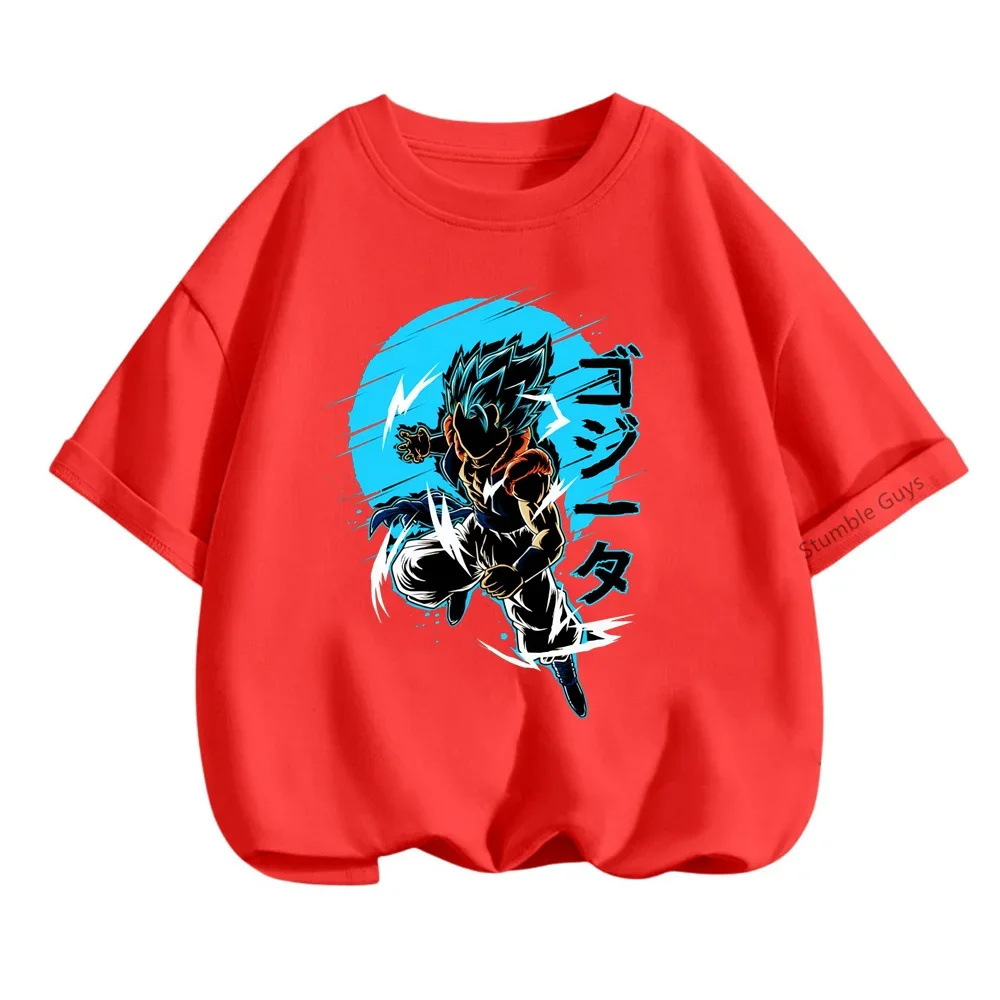 Dragon Ball Cartoon T-shirt infantil, roupas anime, mangas curtas, roupas infantis de verão, meninos e meninas adolescentes, 3 a 14 anos