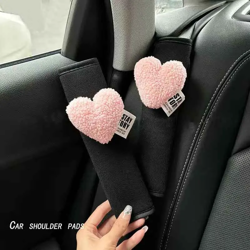 Car Seatbelt Shoulder Pad Cover Creative Love Heart Seat Belt Decoration Four Seasons Universal Girls Fashion Seat Belt Cover
