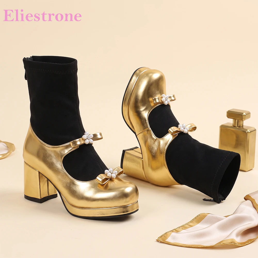 2026 Autumn Lolita Women Ankle Booties Platform High Block Heel Oversized Lady Cosplay Shoes Large Small Plus Size 12 32 46 48