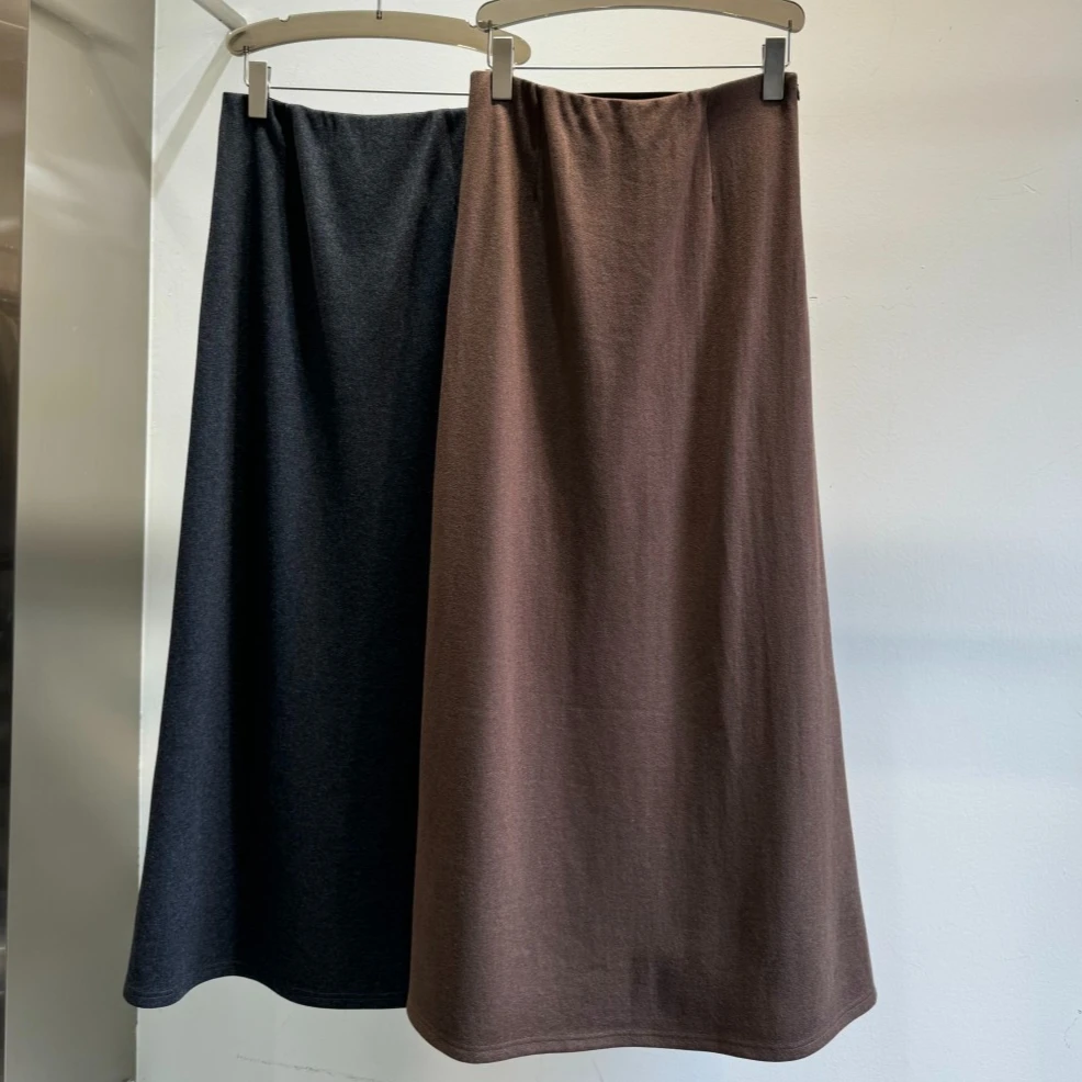 New Autumn and Winter Elastic Waist Wool Skirt