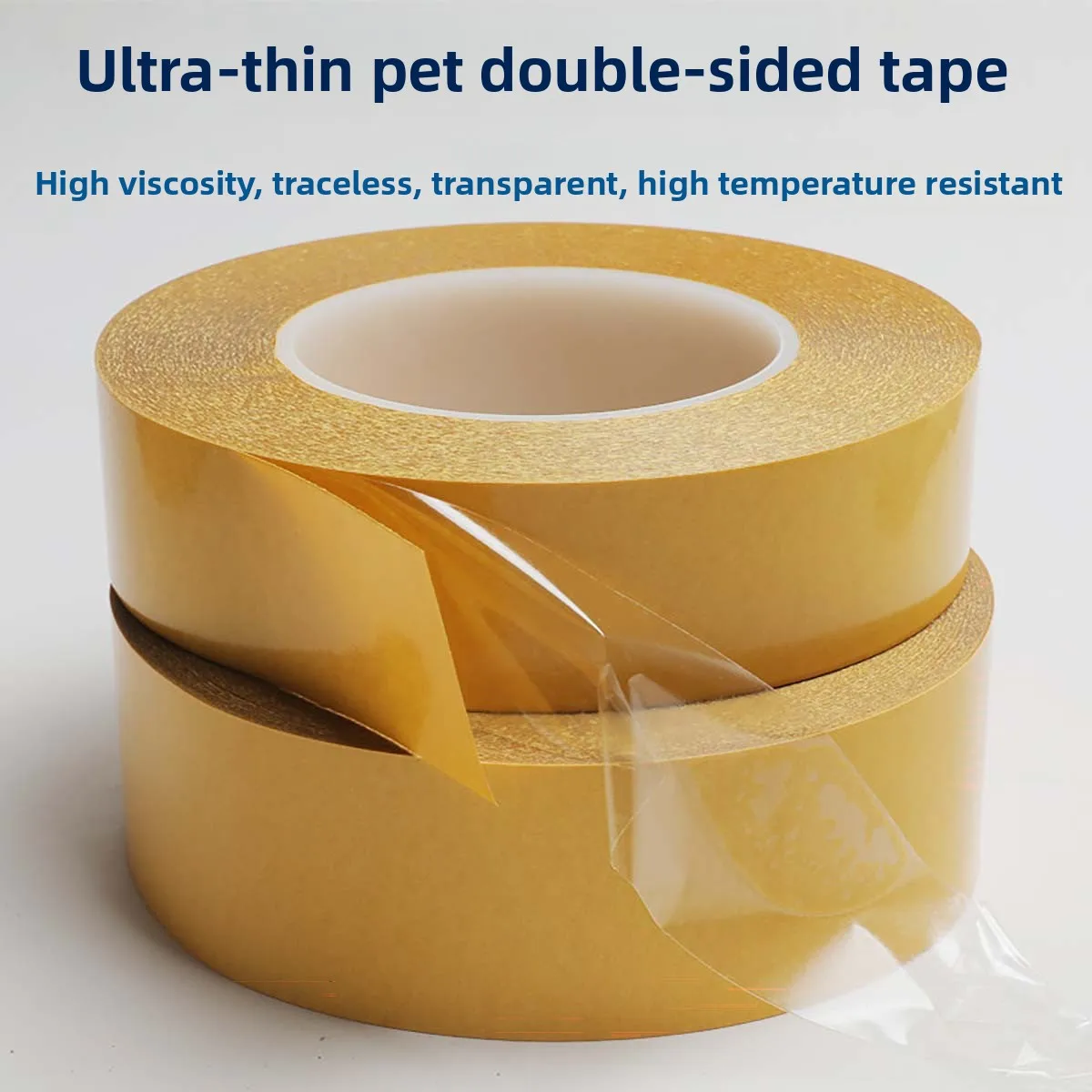 50M PET Clear Double Sided Tape Ultra Thin High Temp Strong Adhesive Removable No Trace Tape