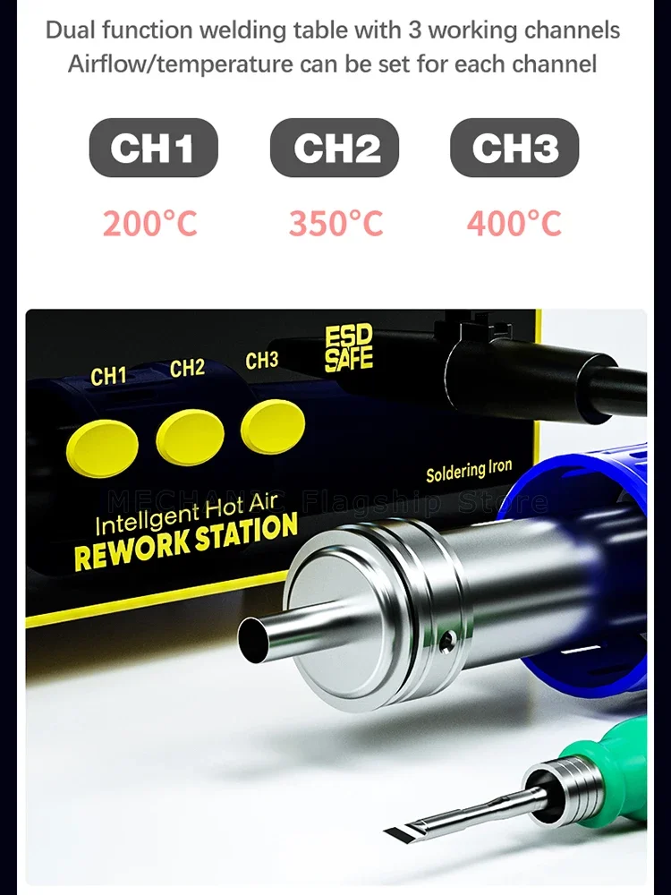 MECHANIC 861DS 2 In 1 Dual Function Welding Station Induction Dormant Wind Gun Electric Soldering Iron Rework Repair Station