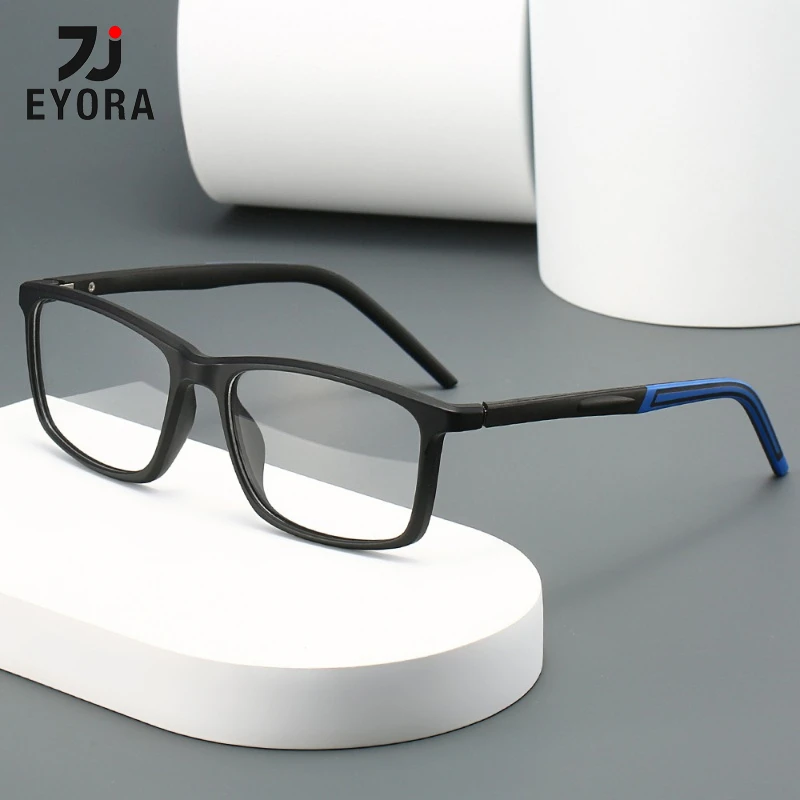 

EYORA Men Sporty Square Business TR90 Reading Glasses Anti Blue Ray Myopia and Hyperopia Photochromic Prescription Eyewear Lens
