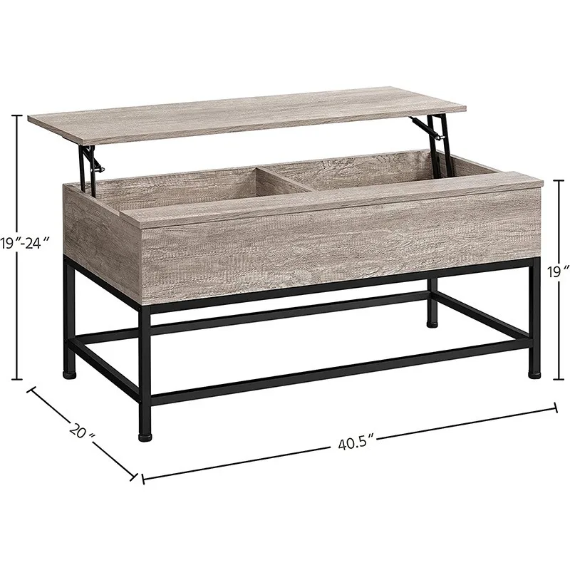 Industrial coffee table coffee table, living room storage room, farmhouse coffee table wooden table with hidden storage room 6