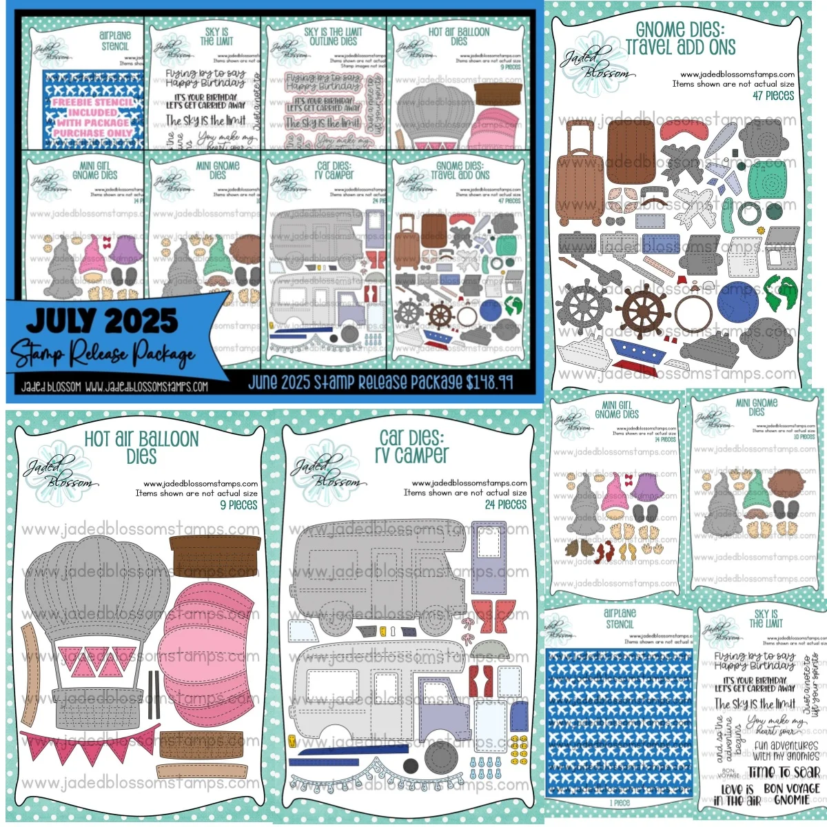 

Travel Balloon Car RV Camper Airplane Mini Gnome Add Ons Metal Cutting Dies Clear Stamps Stencil DIY Scrapbook Craft Decoration