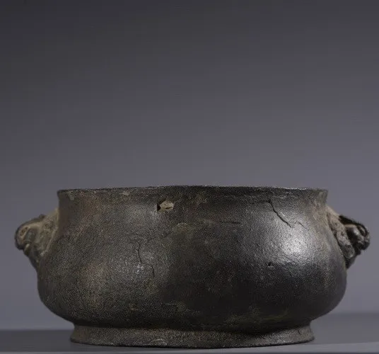 5.9'' Old Chinese Dynasty Purple Bronze beast head Incense Burner Censer