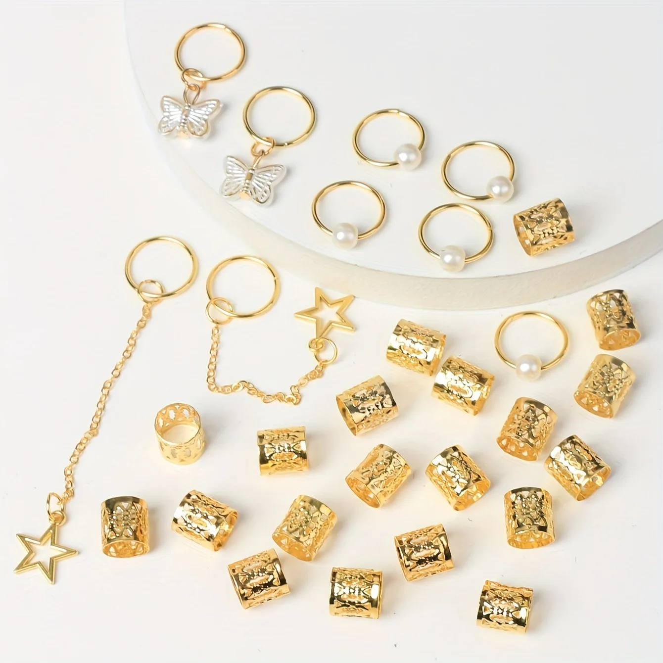 

Fashion 29 Piece Personality Star Moon Alloy Dreadlock Pendant Set for Hair Extension Ring Accessory