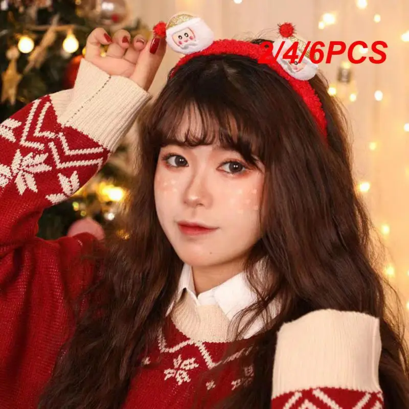 2/4/6PCS Christmas Headband Multi Scenario Usage Holiday Net Red Hair Accessories Butlers Ear Multiple Patterns Headwear