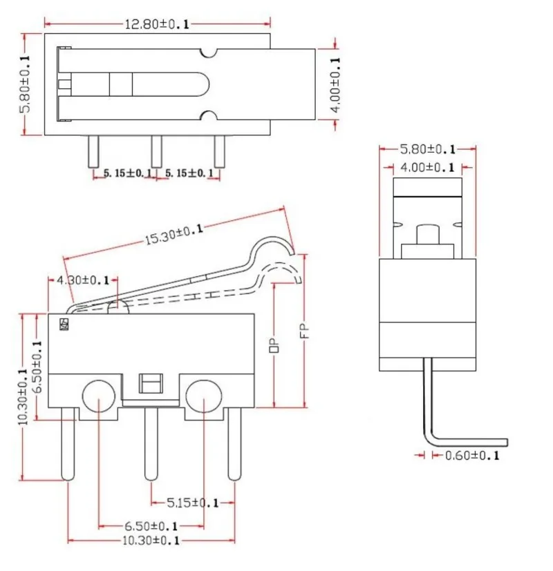 50 Stück Mausschalter, dreibeiniges Scrollrad, links und rechts gebogene Füße, 1A-Mikro-Touch-Schalter – Detail 8