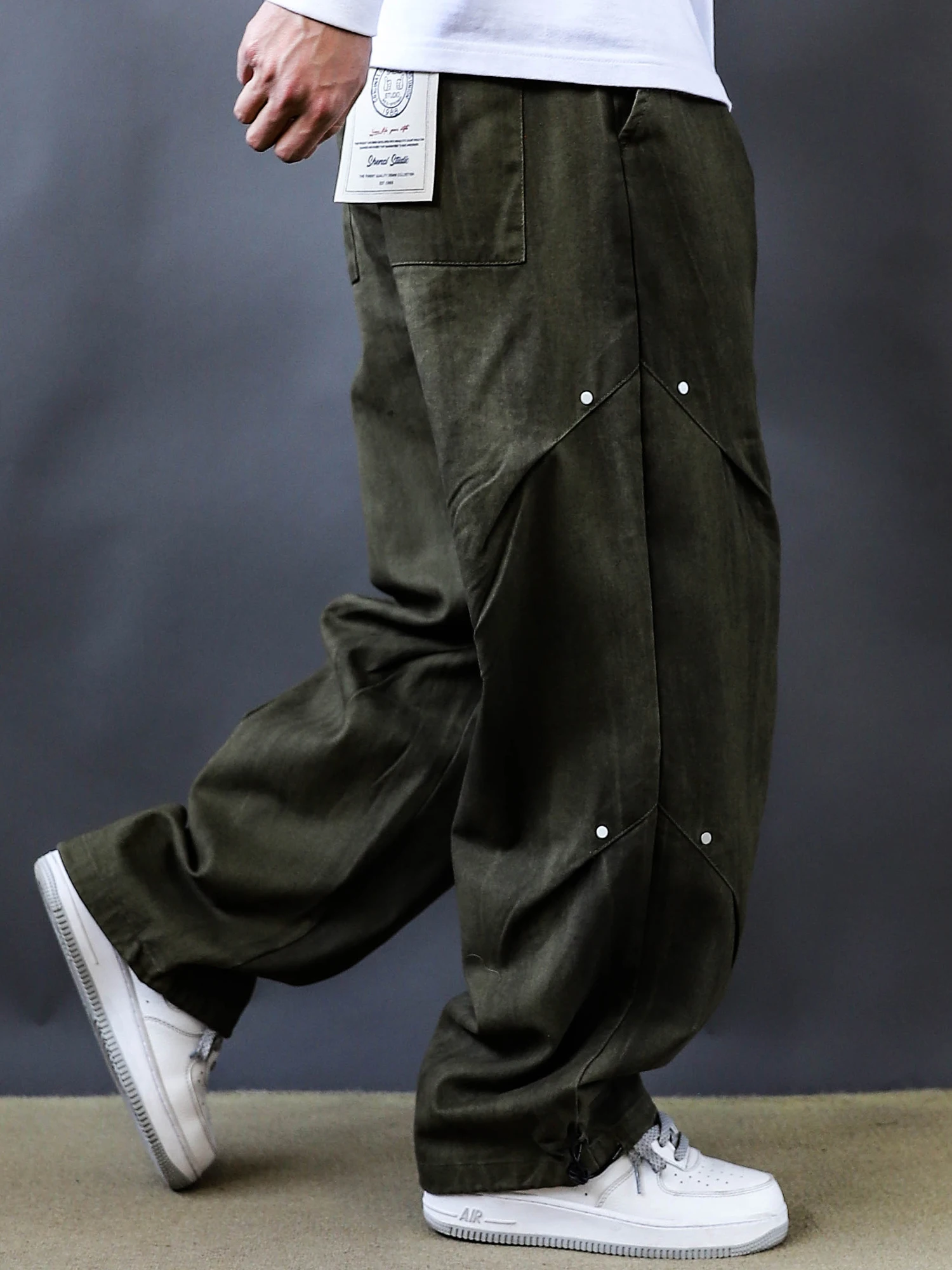 

American Street Hip Hop Military een Casual Pants Men Loose Straight Workwear High Street Sle Trendy Wide Leg Trousers
