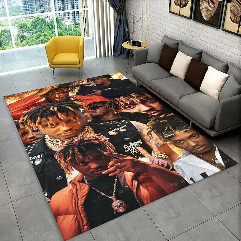 retro Juice WRLD 999 Legend Rapper Star Carpet Rug for Bedroom Living Room Sofa Playroom Doormat Home Decor,Area Rug Non-slip
