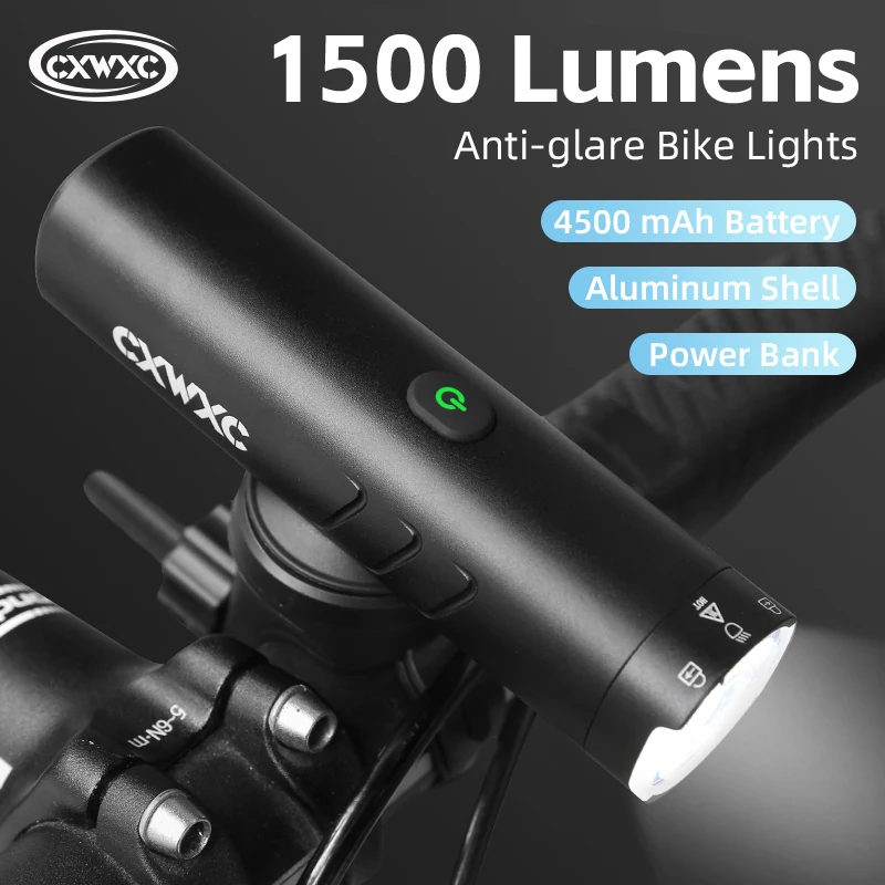 Anti-glare Bike Headlight High Lumens Bicycle Front Light With Rotated Len MTB IP66 Waterproof Flashlight Support Charging Phone