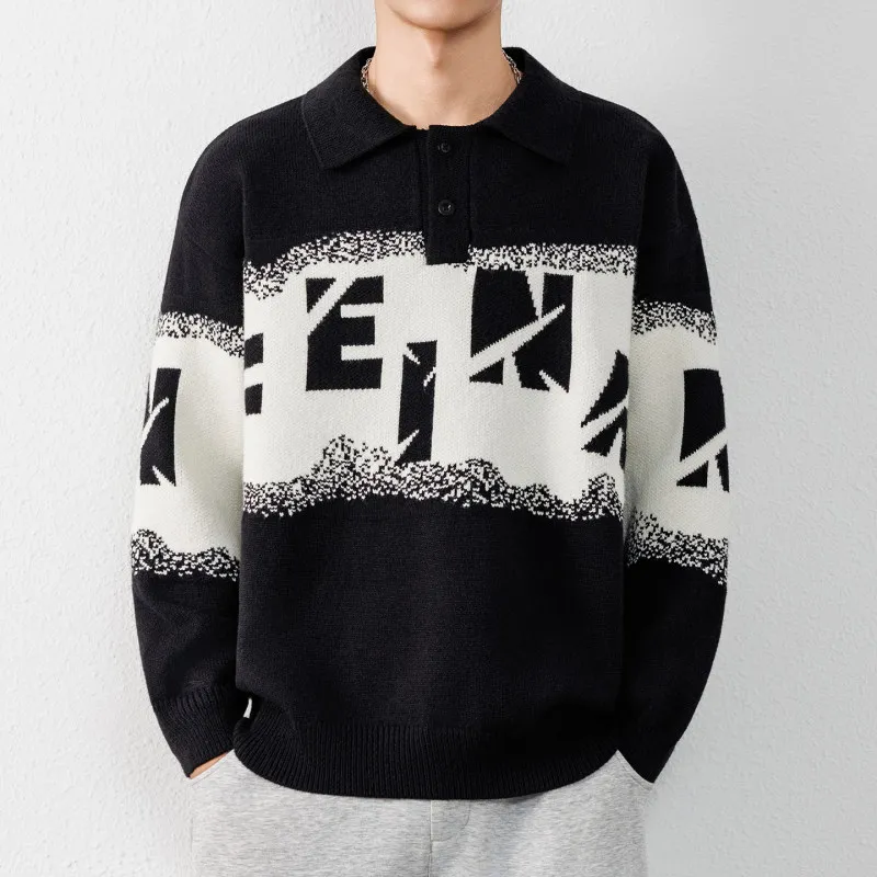 

Осень-зима, новый мужской модный повседневный вязаный свитер цвета Blo Long Sve, теплый топ, молодежный универсальный