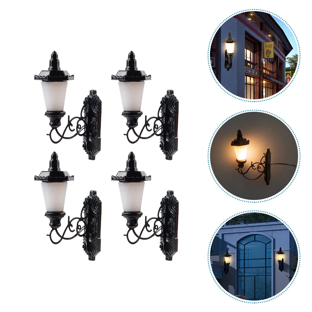 

4 Pcs Dollhouse Wall Light Furniture Micro Landscaping Lamp Decor Model Sand Table DIY Abs Decorative Miniature LED Tiny