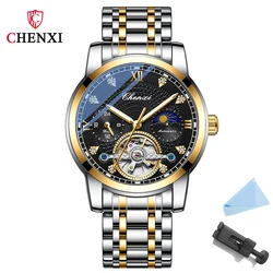 CHENXI Men Mechanical Watches Automatic Movement Watch for Men Stainless Steel Luxury Business Skeleton Clock Relogios Masculino