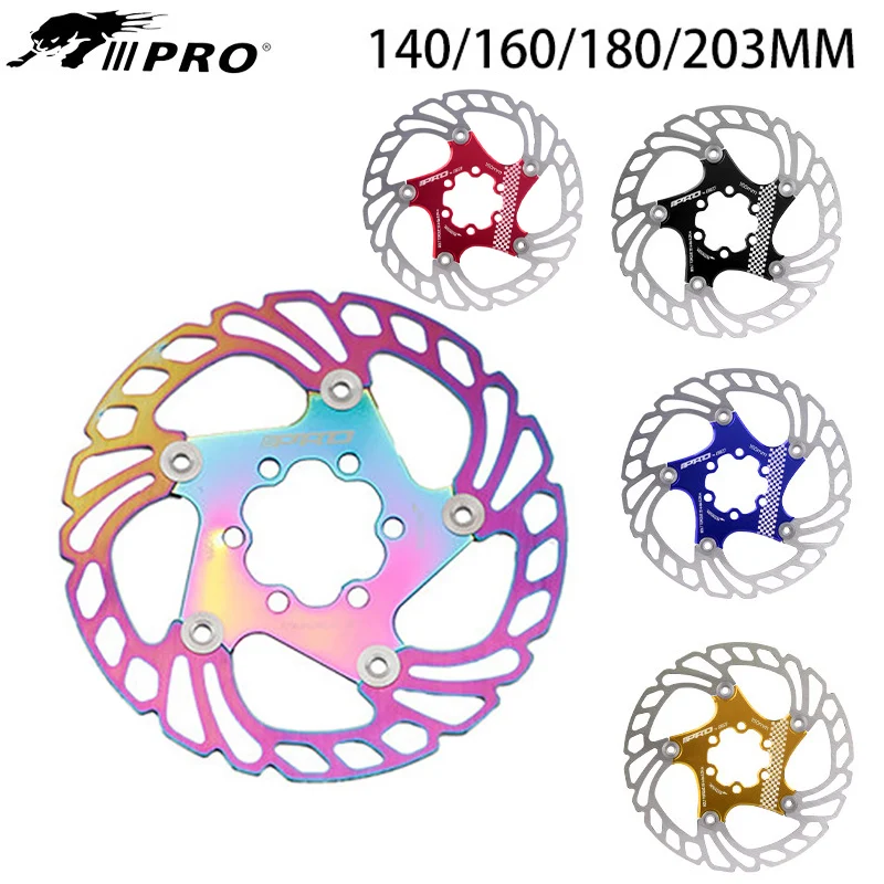 IIIPRO MTB Brake Discs Floating Rotor 140mm 160mm 180mm 203mm DH 6 Spike Brake Discs Powerful Heat Dissipating Brake Pads