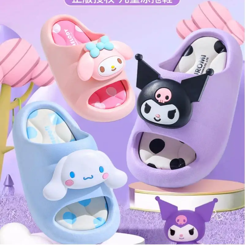 الكرتون أنيمي الأطفال الصنادل كورومي سينامورول مرحبا كيتي جديد Kawaii الحمام أحذية الفتيات سانريو شباشب على الموضة الراحة