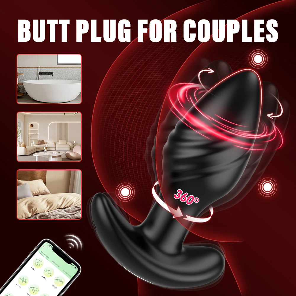 360° Rotating Butt Plug Anal Plug Vibrator Prostate Massager Sex Vibrating Sex Toys for Men Women Long Distance Control Buttplug