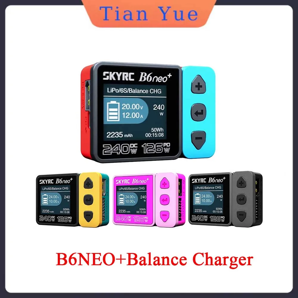 

SKYRC B6neo + Smart Charger High Power 240W PD126W Multilanguage 600mA XT60/Type-C Compact Balance Discharger for RC Hobbyists