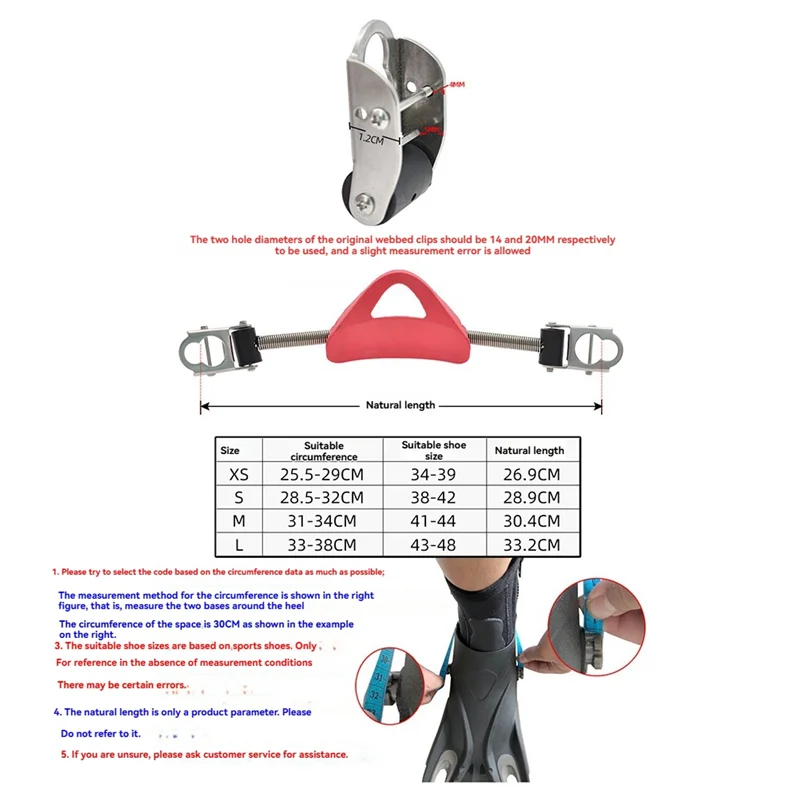 

NALFI-2PCS Scuba Diving Stainless Steel Spring Fin Straps For Standard Fins Diver Heel Straps Gear