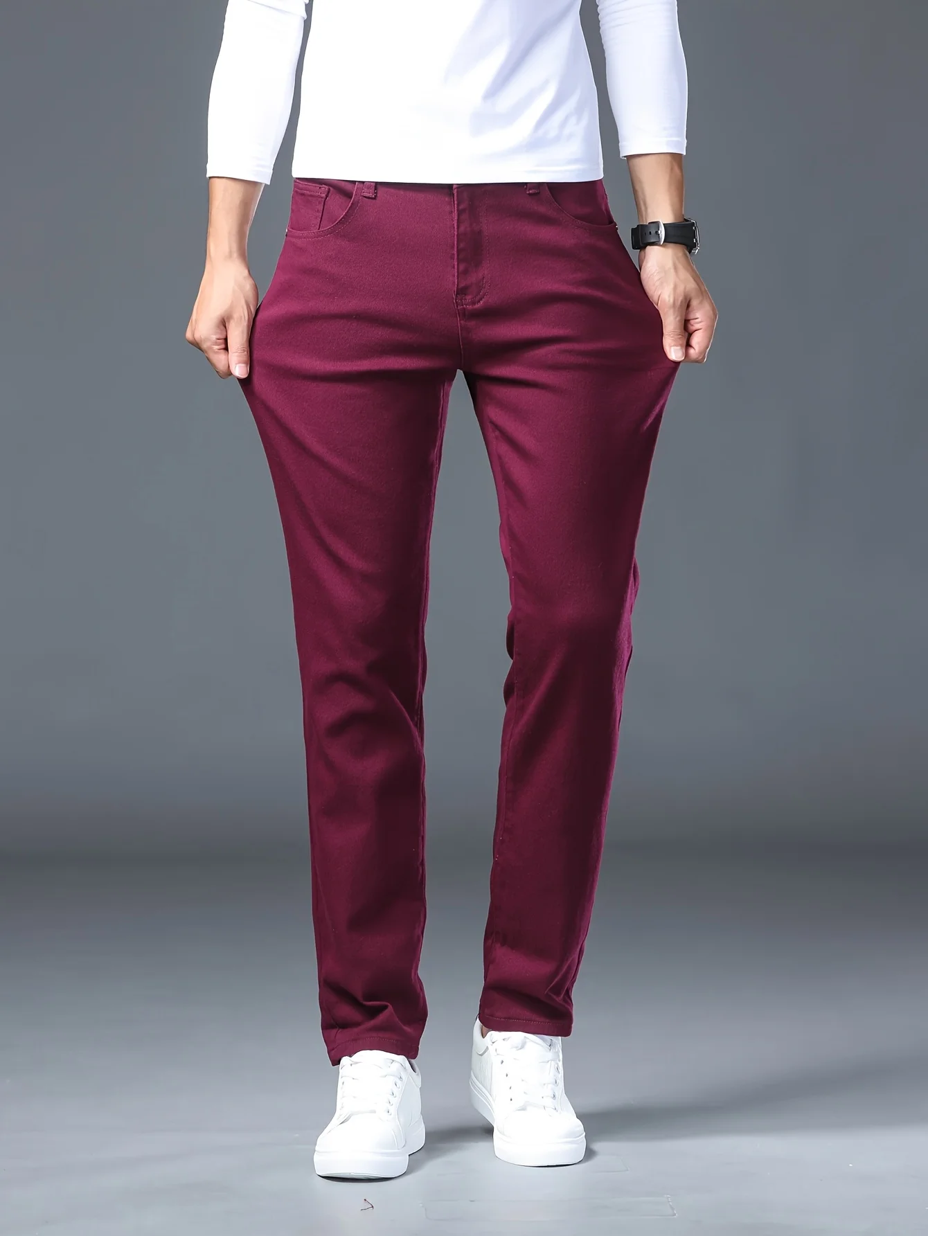 

Высококачественные фиолетовые мужские джинсы из эластичного денима, универсальный современный стиль из стираного хлопка, удобная посадка, модная мода, качество премиум-класса