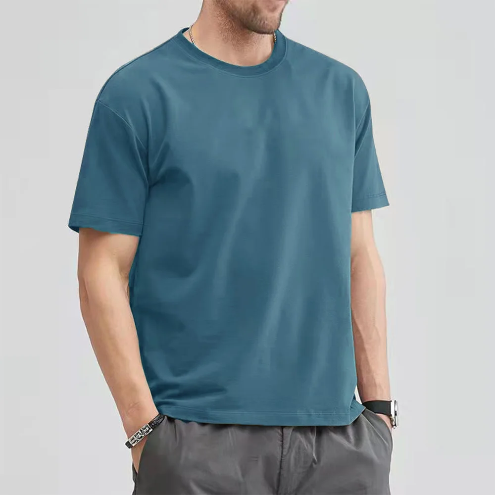 Cotton Short Sleeve T-shirt Men's Women Summer T-shirts Loose Short-sleeved Casual Basic Shirt O Neck Solid Color