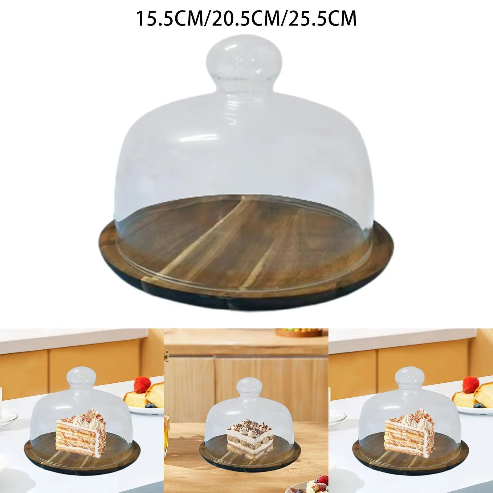 Soporte para tartas con cúpula de cristal, soporte de exhibición para pasteles, magdalenas, galletas, cumpleaños
