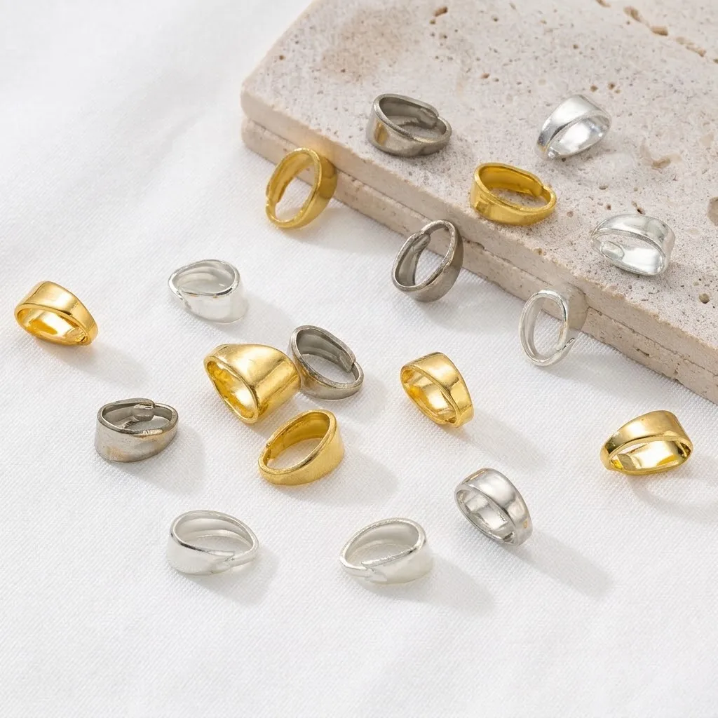 50/100pcs 18K Gold Plated Melon Seed Buckle Pinch Bail Clips Connector For DIY Bracelets Necklaces Jewelry Making Accessories