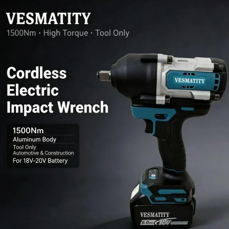 Cordless Electric Impact Wrench High Torque Driver With Socket Set For Automotive & Construction  For 18V-20VBattery
