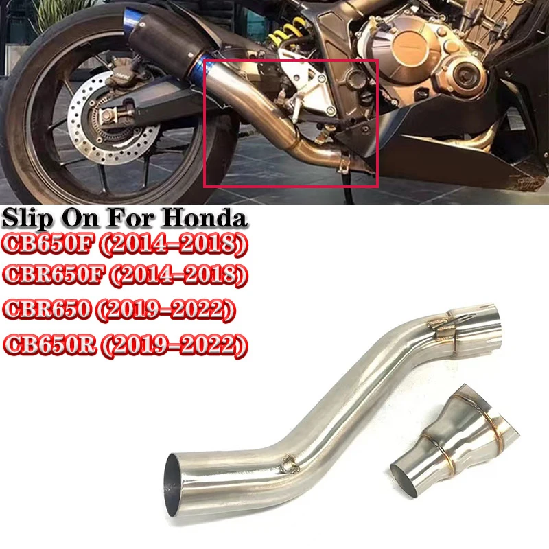 

Motorcycle Exhaust Modified 60mm interface Middle Link Pipe Slip On For HONDA CB650F CBR650F 2014-2018 CB650R CBR650 2019-2022