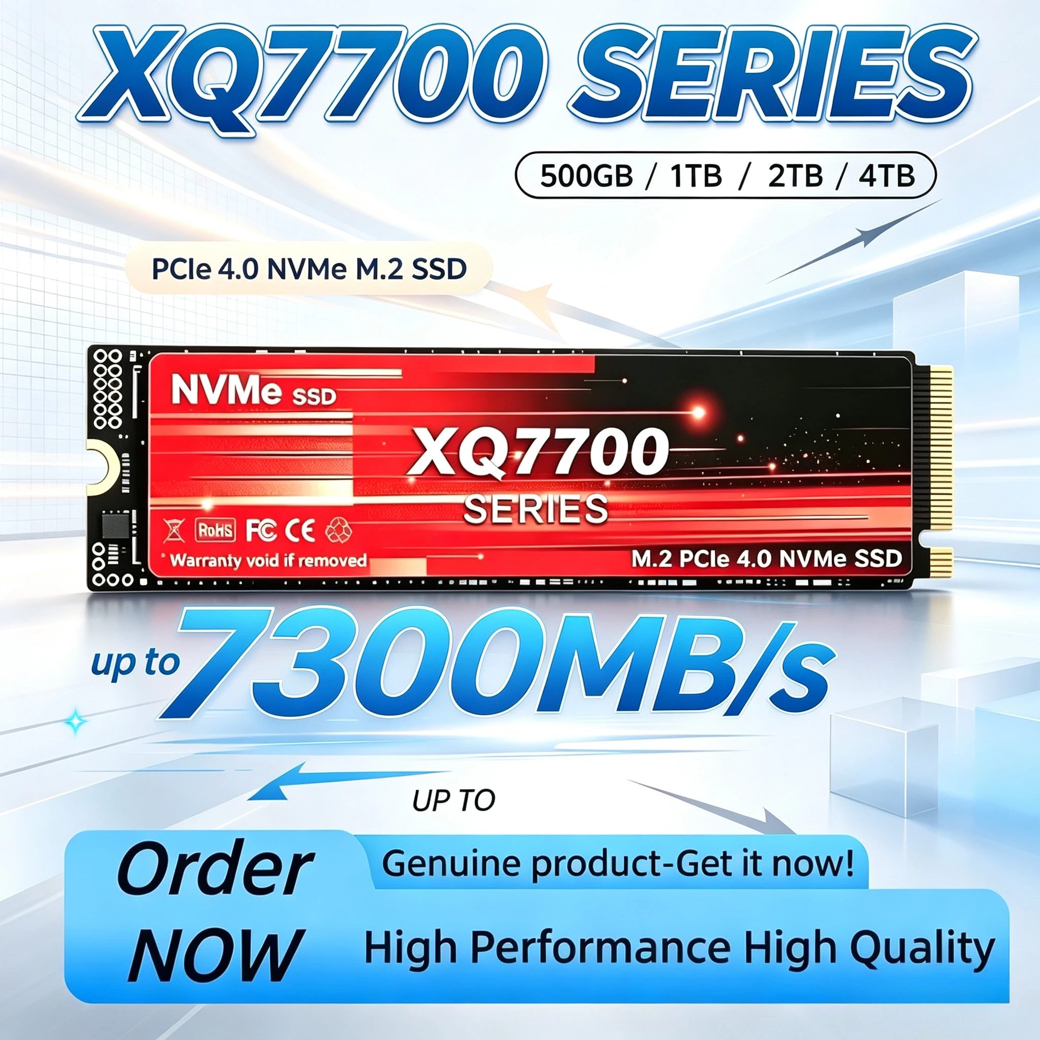 Original XQ7700 500GB-4TB M.2 PCIe 4.0 NVMe SSD, 7300MB/s Max Read Speed, Internal Solid State Drive for Desktop Systems.