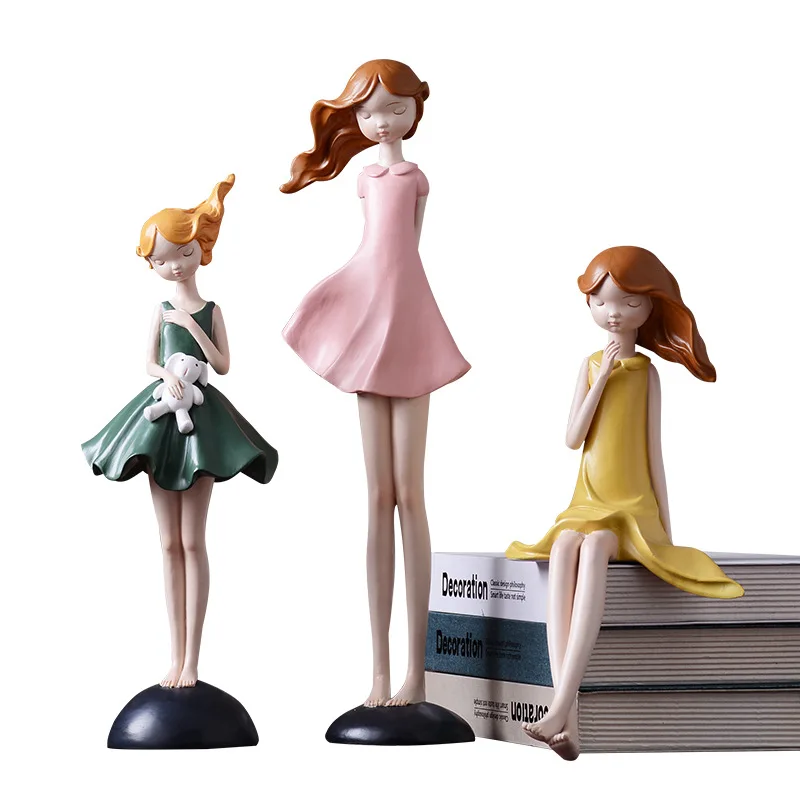 

Cute Girl Heart Girl Small Ornament Resin Crafts Creative Living Room Bedroom Tv Cabinet Desktop Soft Home Decoration Figurines