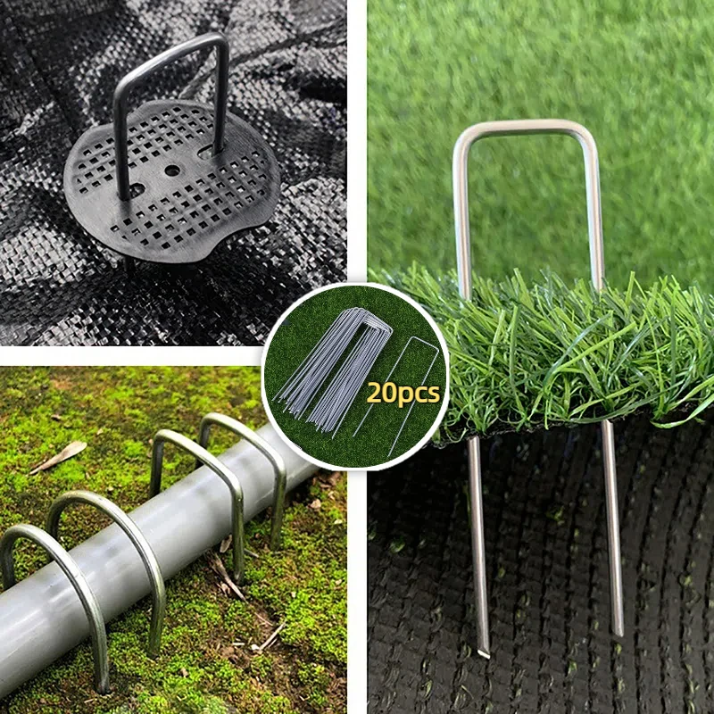 

20Pcs Landscape Staples U-Shaped Garden Pins Garden Stakes Staples Heavy Duty Yard Lawn Tent Stakes Securing Pegs For Weed