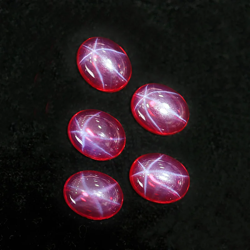 Premium Star Ruby Gem Oval Flat Cut UV Test Ruby Gem for Jewelry Making/Collection/Gift Mohs Hardness Gems Pretty Stone