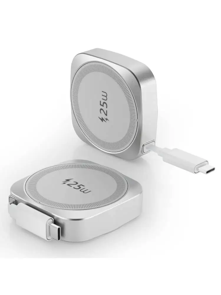 Qi2 25W Magnetisches Kabelloses Ladegerät für iPhone 17 16 15 Pro Max Airpods Kabelloses Schnell-Ladepad mit Ausziehbarem Typ-C-Kabel – Detail 7