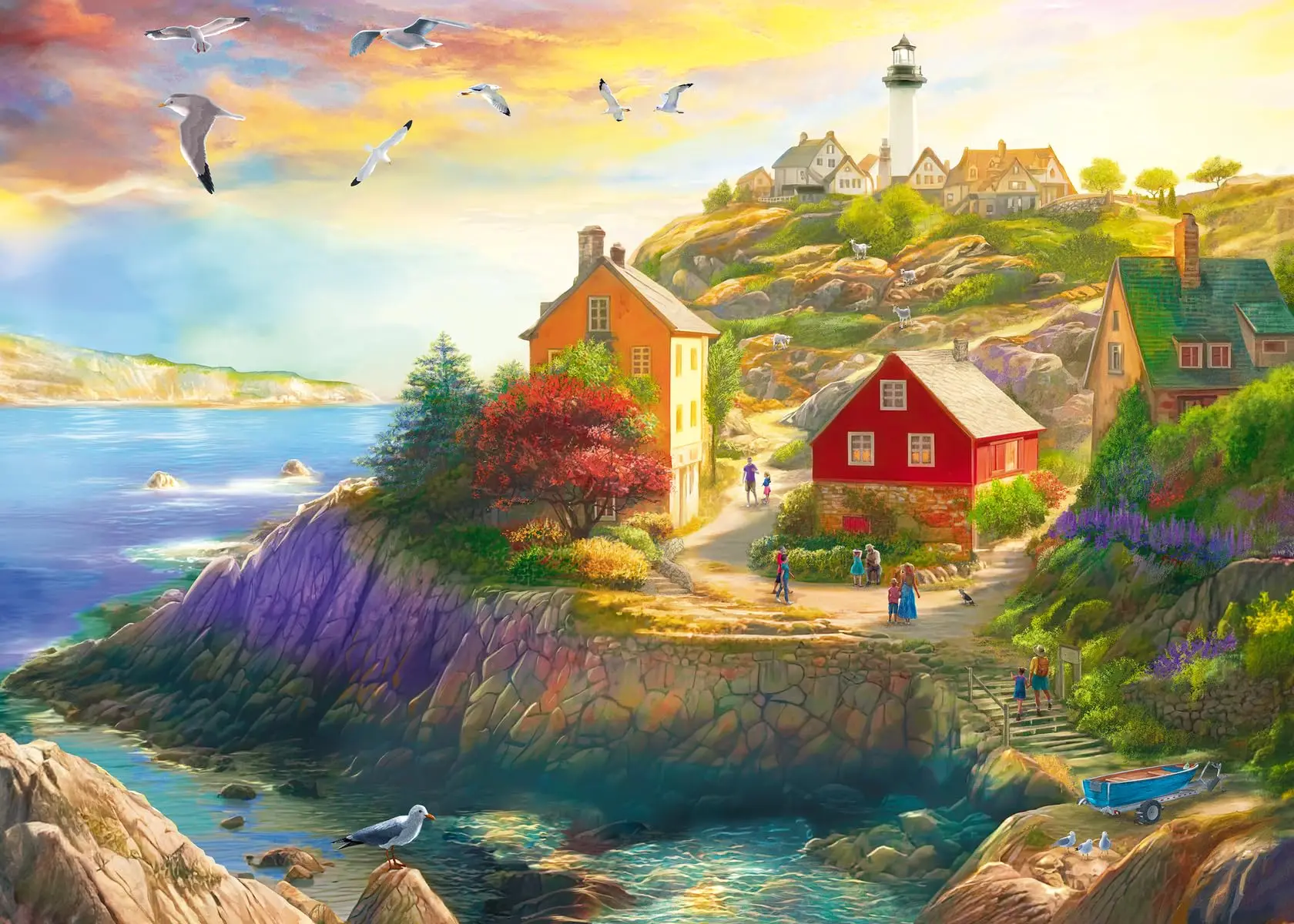 

Village Island Sea 500/1000/1200/2000 PCS Jigsaw Puzzles Family Activity Games for Gameroom Bedroom Gifts Home Decor