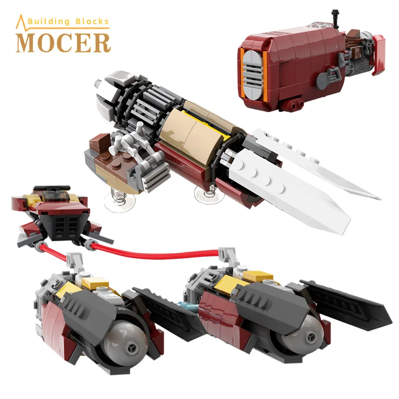 Bricklink MOC Star Movie Land Airship Podracer Speeder Bike Antigravity Motorcycle Sets Building Blocks Kid Toys Gift