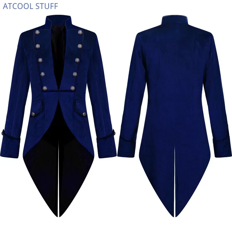 Classic Velet TailCoat Medieval Jacket Long Sleeve Steampunk Victorian Costume For Men Vintage Wedding Suit Nobel Cosplay